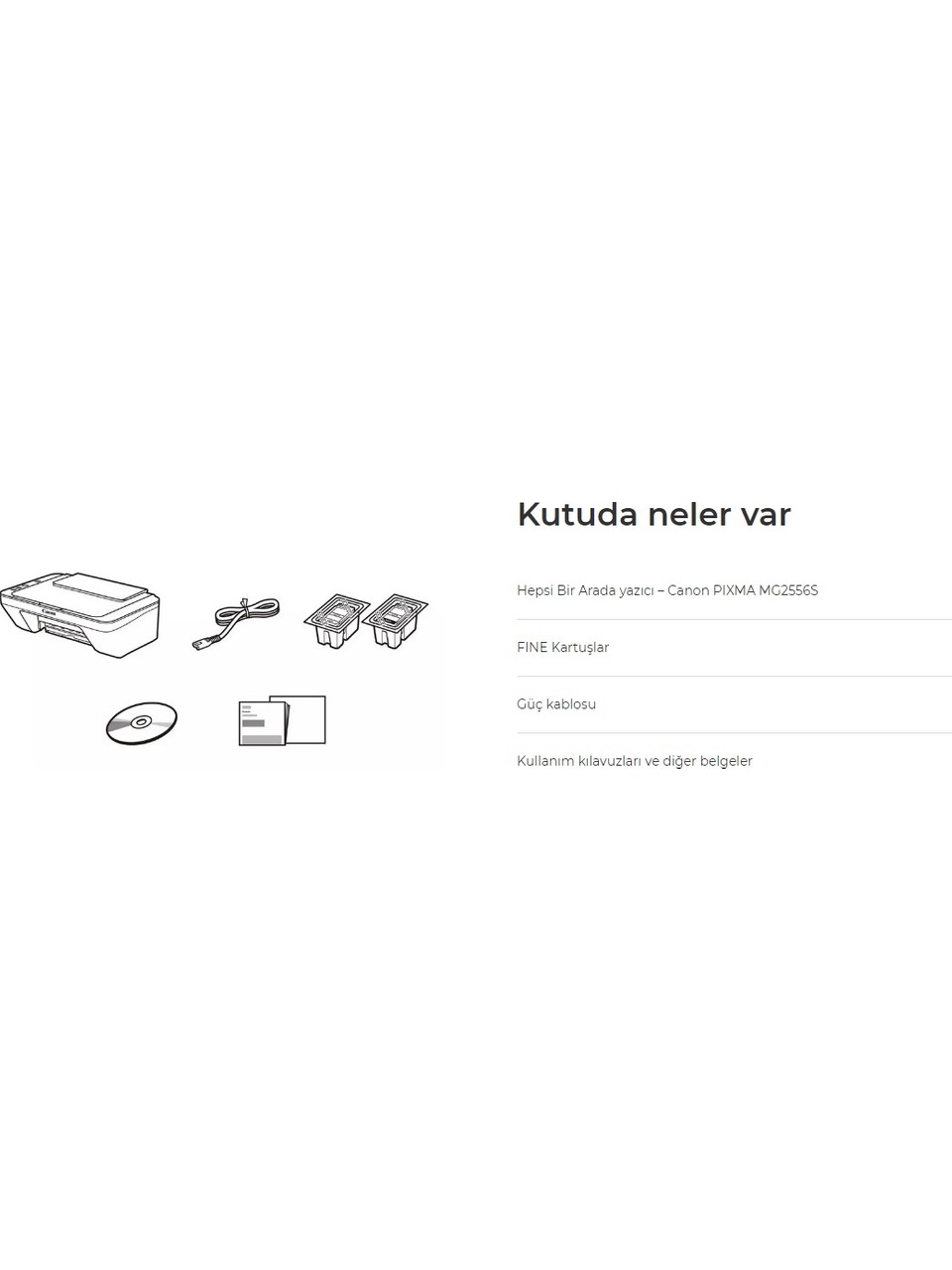 Canon Pixma MG2556S Tarayıcı + Fotokopi Renkli Çok Fonksiyonlu Mürekkep Püskürtmeli Yazıcı
