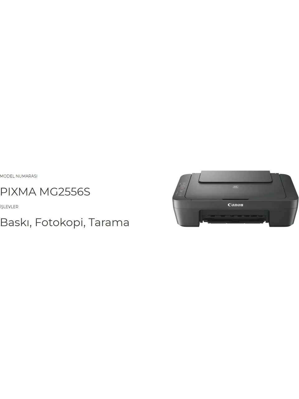 Canon Pixma MG2556S Tarayıcı + Fotokopi Renkli Çok Fonksiyonlu Mürekkep Püskürtmeli Yazıcı