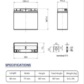 EnerRocket ES 18-12 12V 18Ah VRLA Bakımsız Kuru Akü
