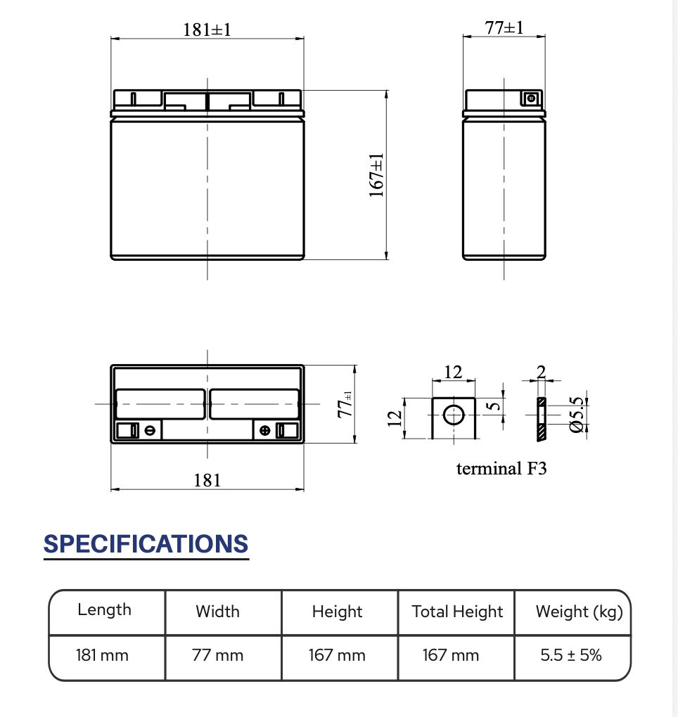 EnerRocket ES 18-12 12V 18Ah VRLA Bakımsız Kuru Akü
