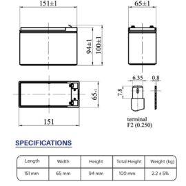 EnerRocket ES 7-12 12V 7Ah VRLA Bakımsız Kuru Akü