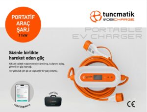 Tunçmatik MobiCharge 11kW Taşınabilir Araç Şarj İstasyonu (Tip 2, 7 Metre, Wi-Fi Destekli)