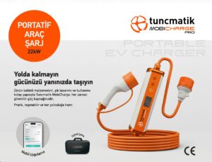 Tunçmatik MobiCharge Pro 22kW Taşınabilir Araç Şarj İstasyonu (Metal Gövde, Tip 2, 7m)